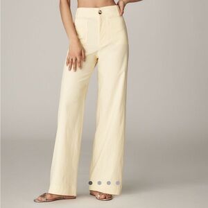 Colette full-length wide-leg linen pants in butter yellow size 27 by Maeve